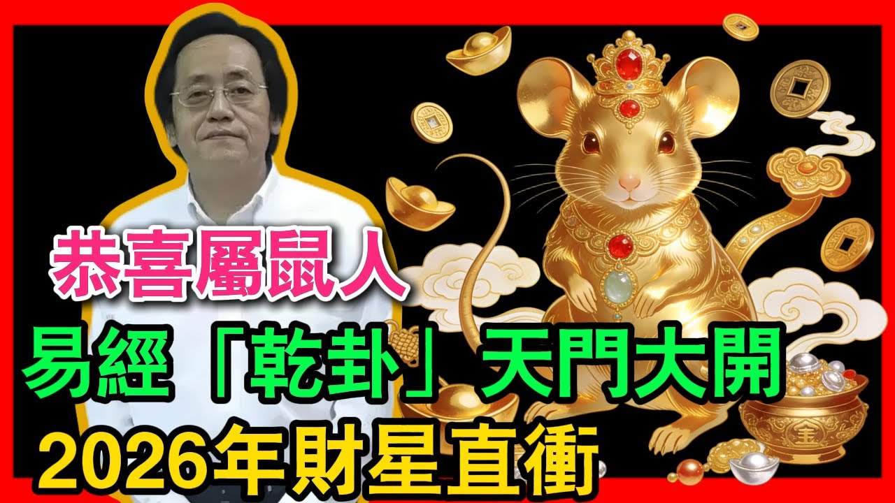 恭喜屬鼠人！易經「乾卦」天門大開，2026年財星直衝，這波橫財不接真的會後悔    #倪海厦 #2026運勢 #屬鼠人 #乾卦當令 #丙午年 #易經智慧 #命理分析