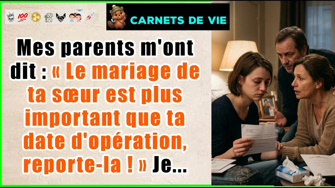Mes parents ont dit : « Le mariage de ta sœur est plus important que la date de ton opération. »
