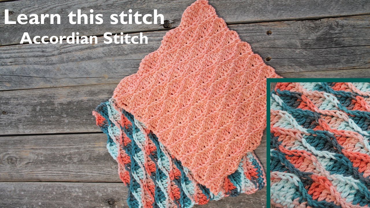 Accordion Stitch Crochet Pattern Wave Stitch Left Handed Tutorial How to New