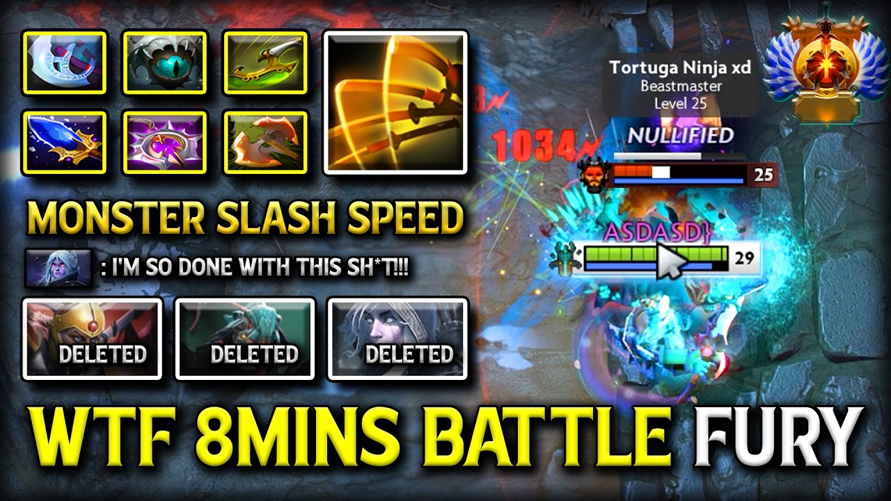WTF 8MINS BATTLE FURY ITEM CARRY JUGGERNAUT WITH MONSTER SLASH SPEED 100% SHOW NO MERCY DOTA 2