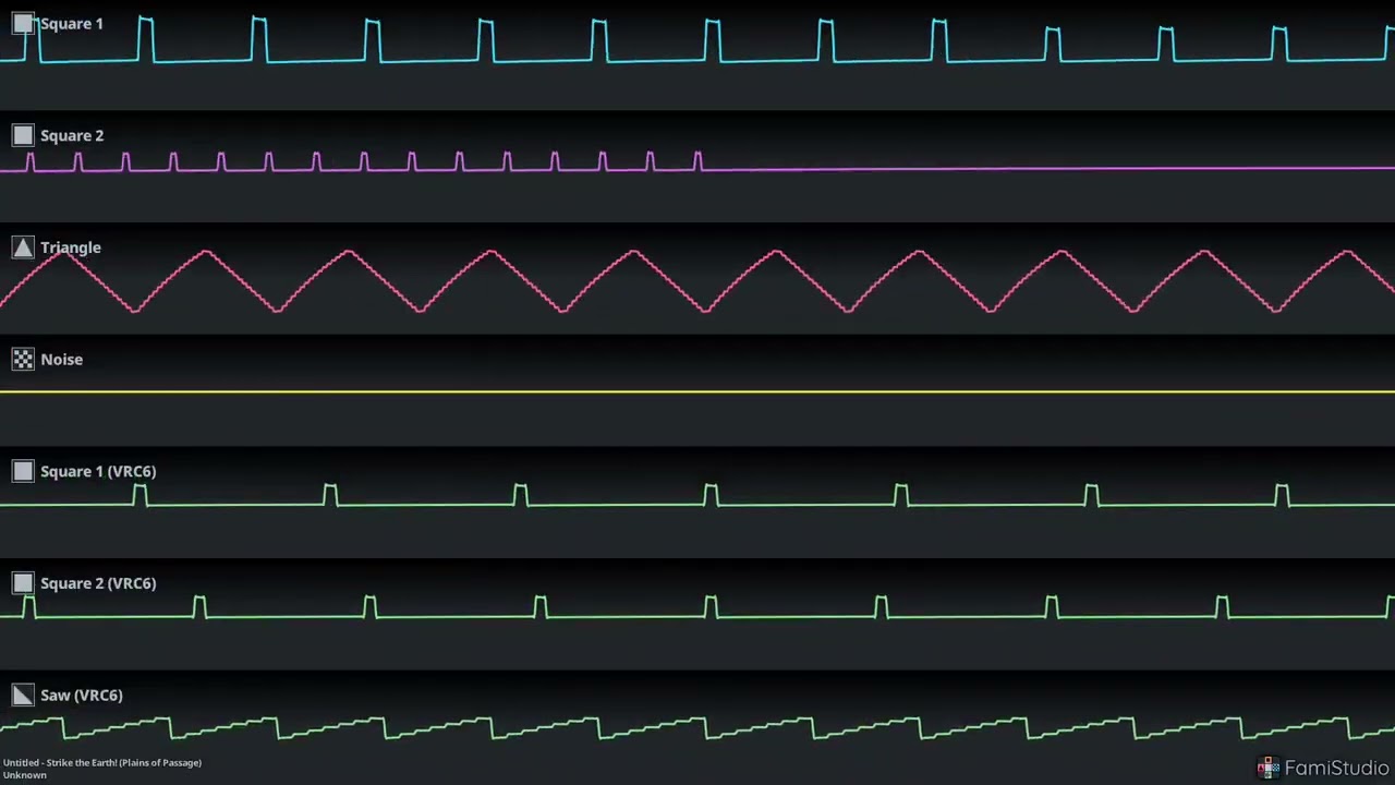 [FamiStudio] Shovel Knight - Strike the Earth (Plains of Passage) - Oscilloscope View (2A03 + VRC6)