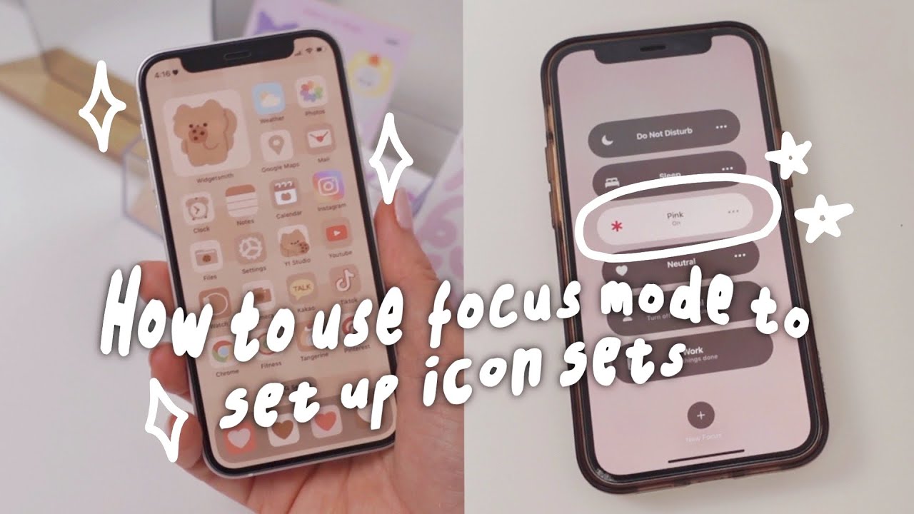 How to customize home screen using focus mode in your iphone | cute neutral icon set wallpaper