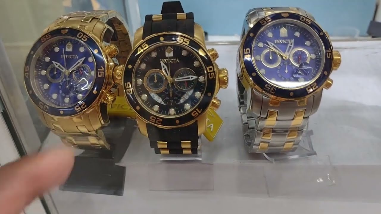 relógio invicta prêmuin funciona relógio invicta pesado dourado aço inoxidável