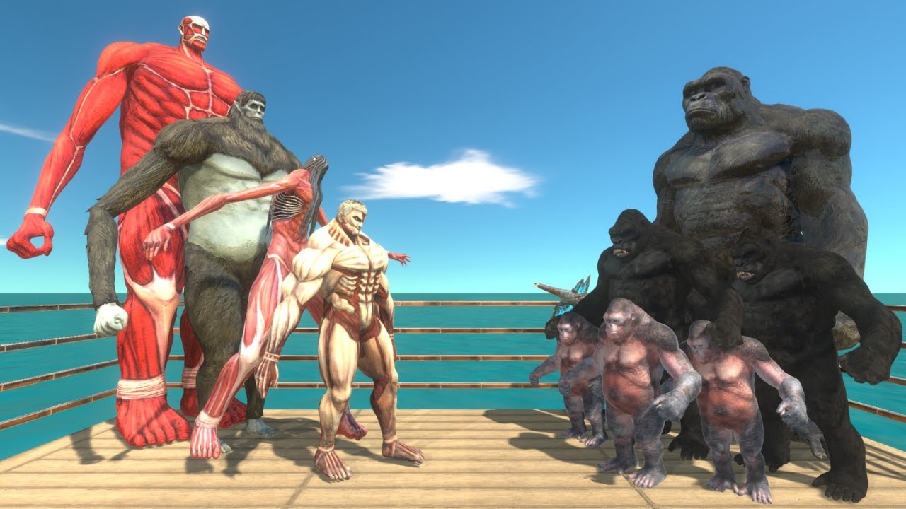 King Kong + Gorilla + Goro Boxing Ring Challenge | Colossal+Beast+Eren+ Armored Titan vs Kong - ARBS