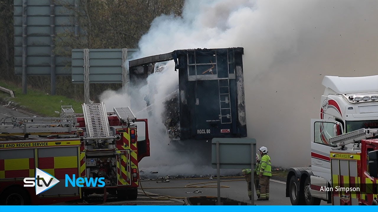 Edinburgh City Bypass locked down after trailer bursts into flames