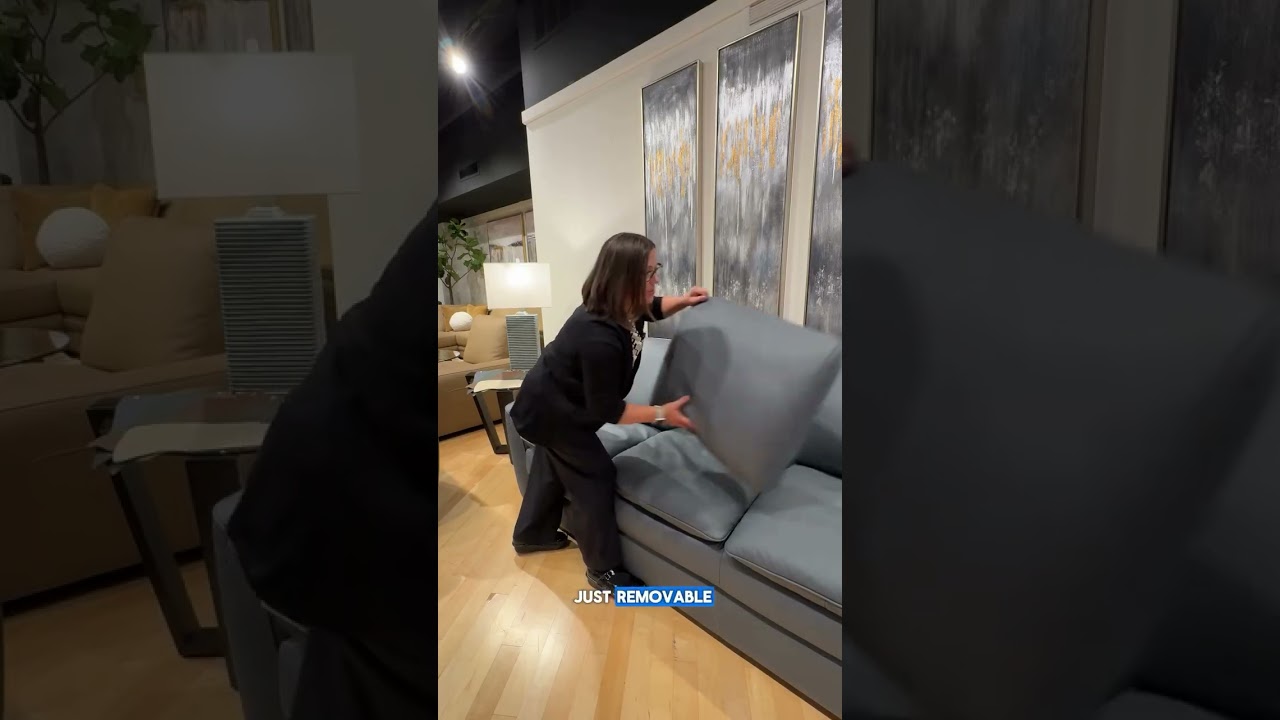 I have never seen a removable cushion on a leather sofa like this before!
