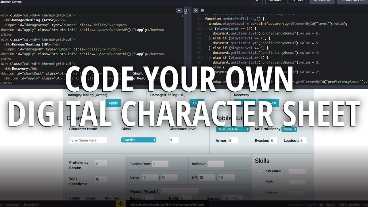 How to Code a Dynamic RPG Character Sheet