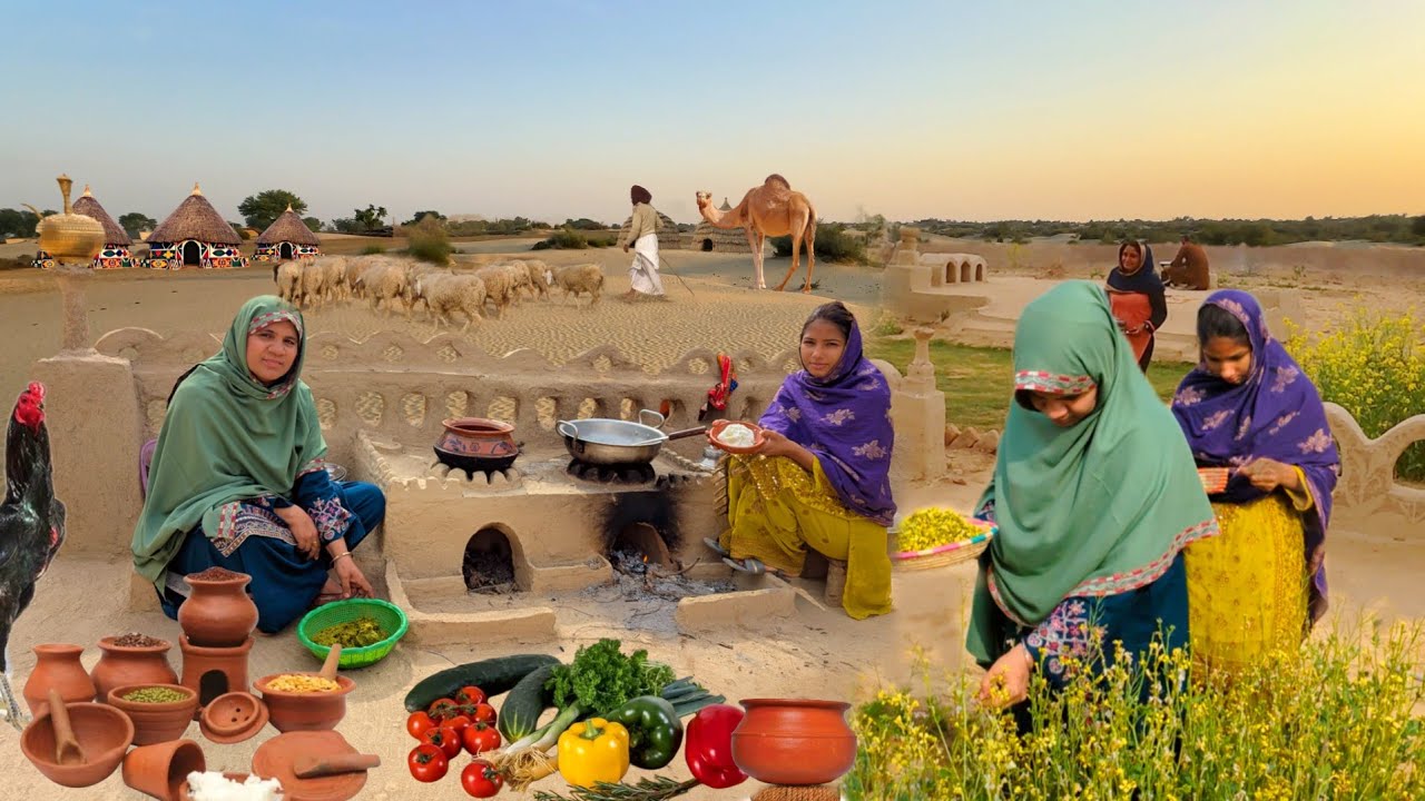 Village Women Ancient Cooking Routine | Traditional Desert Village Food | Village Life Pakistan