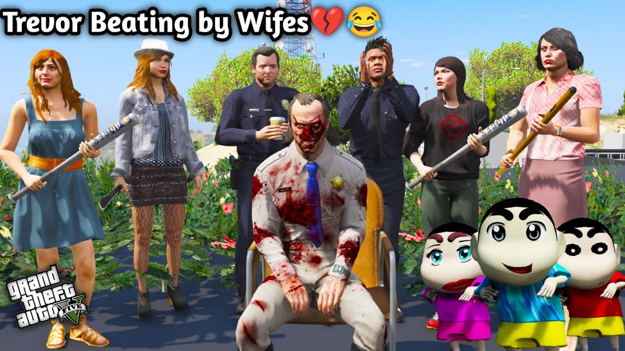 GTA 5: Trevor All Wife Come to Beat Him 💔😂Shinchan Making fun with franklin 😂🌹 PS Gamester