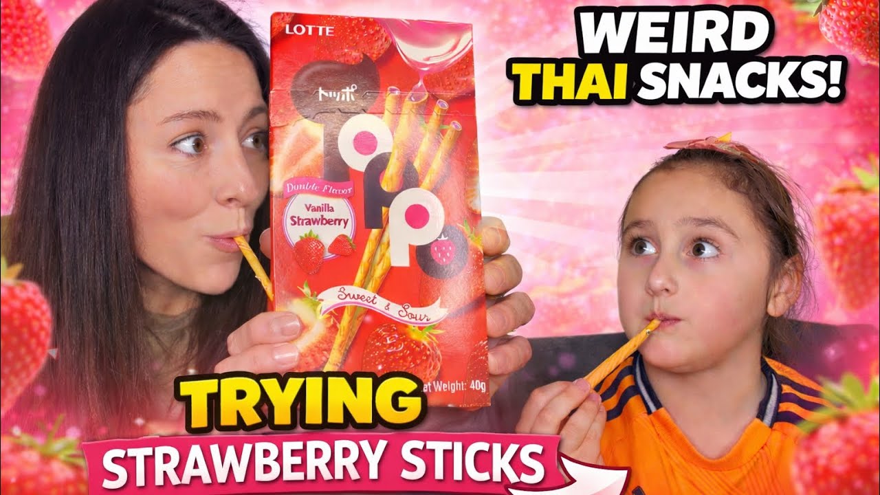 Is This Thai Strawberry Snack GOOD or WEIRD? 😳 🍓🍦 | Mum & Daughter Taste Test