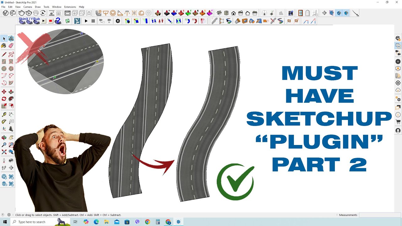 Sketch up Road Texture mapping in curved surface  tutorial | apply texture in sketchup
