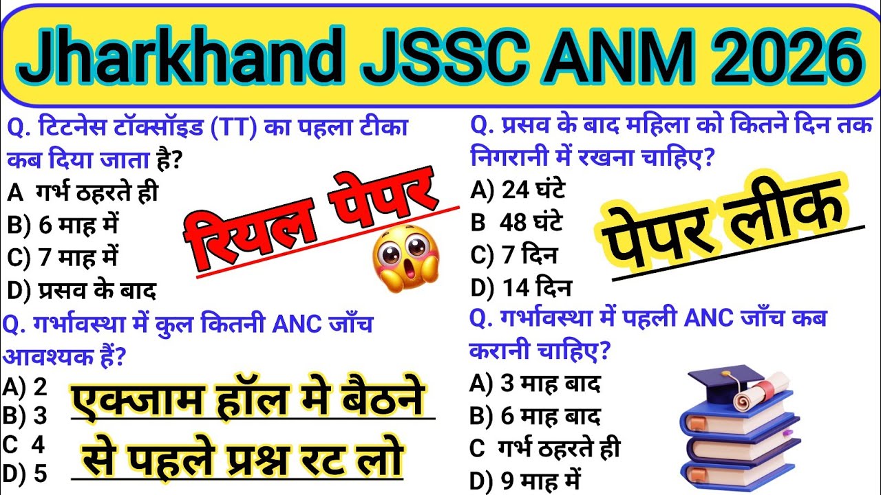 JHARKHAND JSSC ANM 2026😱Paper Analysis/ANM Classes/Nursing Classes/Important Questions/old paper#anm