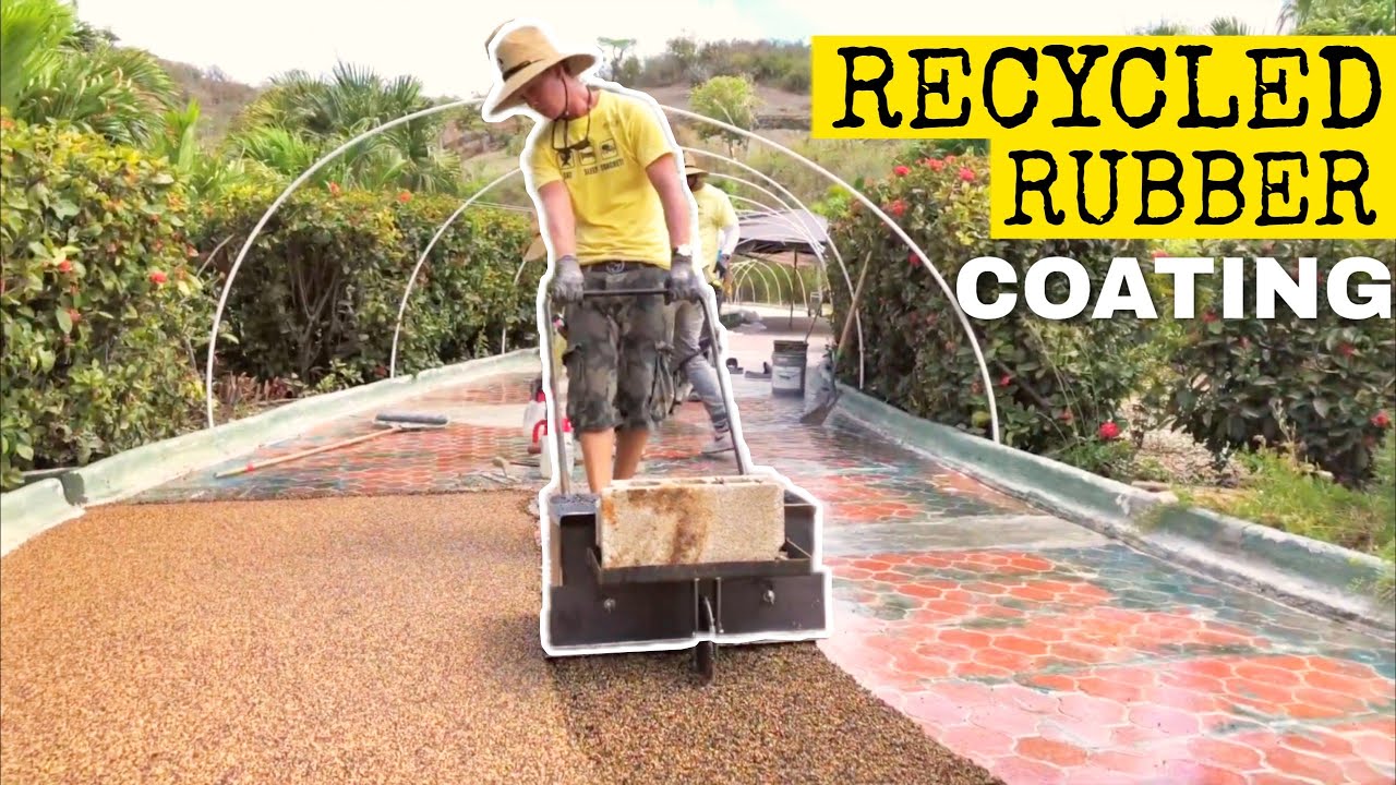 HOW TO Install Recycled Rubber Coating Over Old Cracked Concrete Driveway!