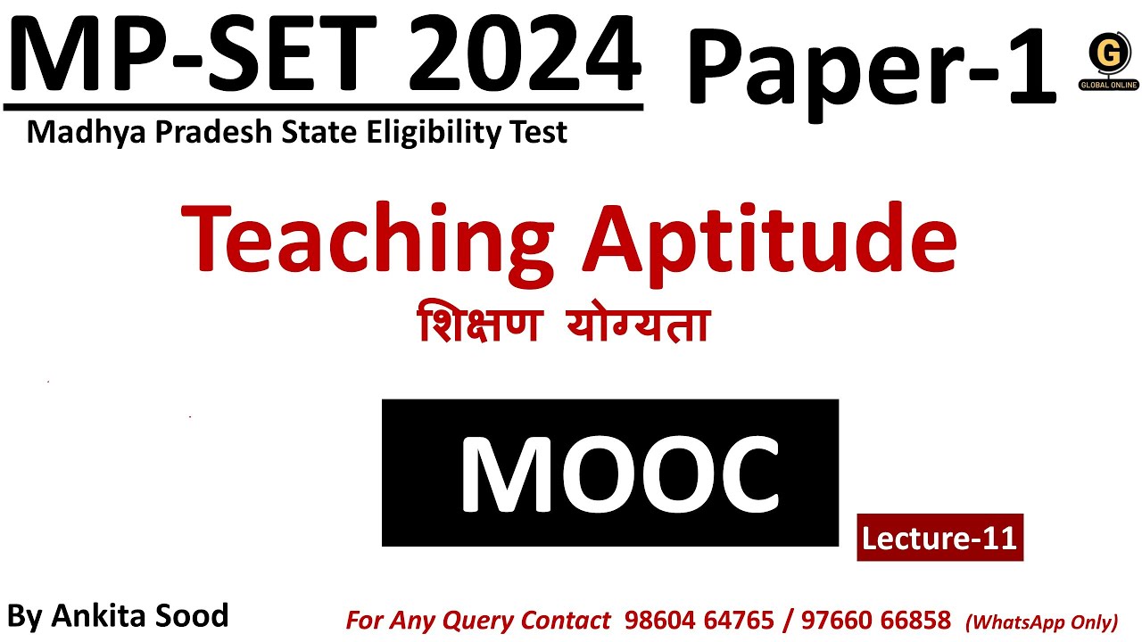 MPSET 2024 Paper 1 Preparation | MOOC Portal |Madhya Pradesh SET Exam