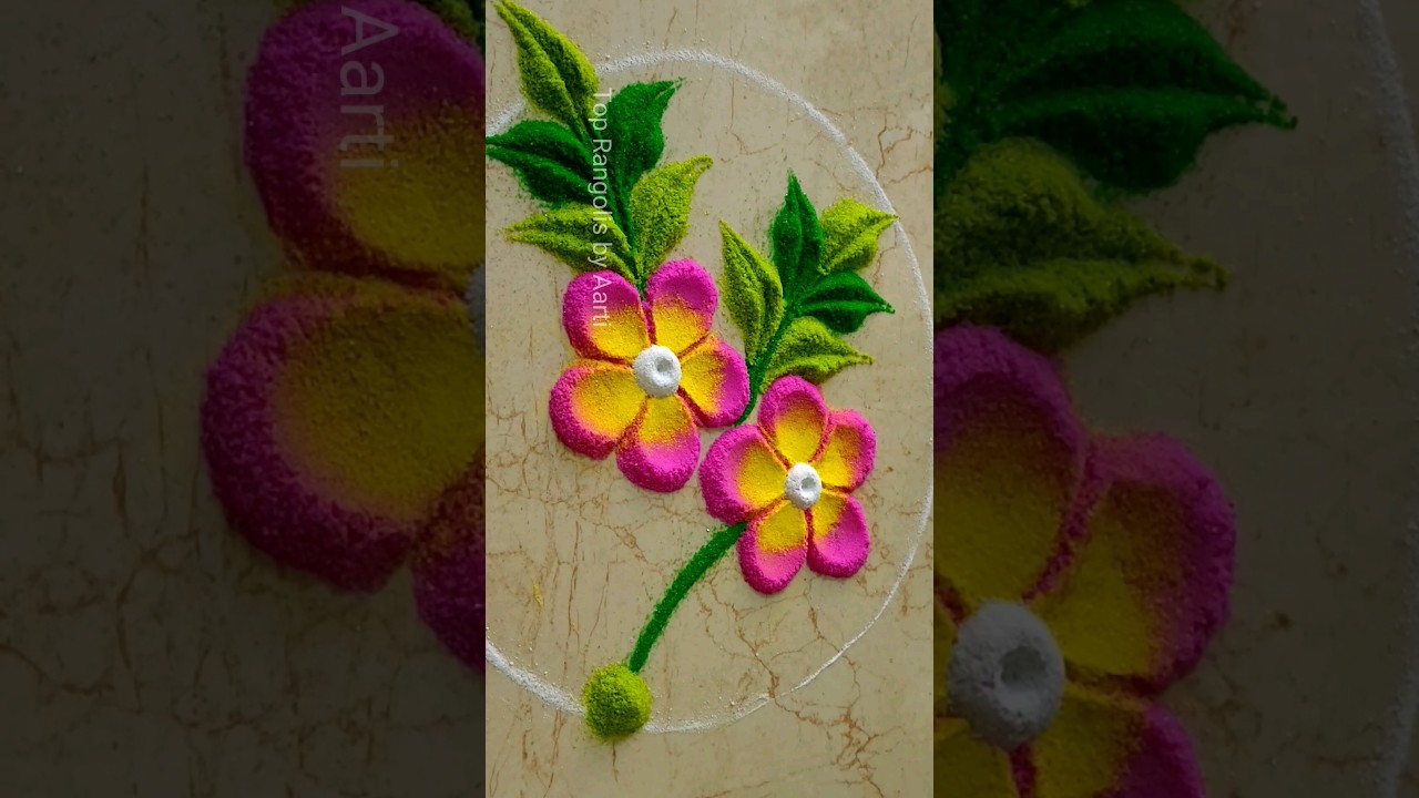 Beautiful Flowers Rangoli #rangoli #rangolidesigns #flowers #art #reels #shorts #festival #easy