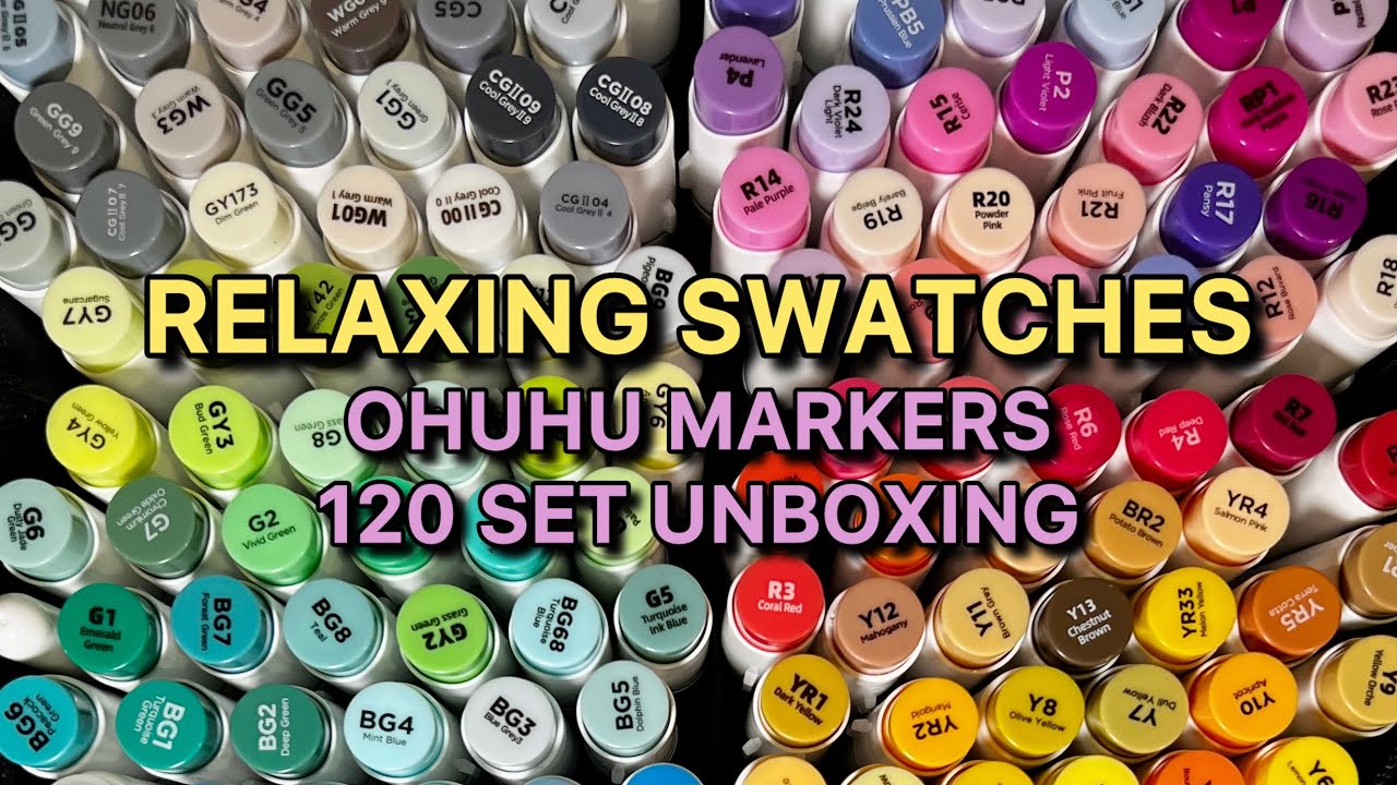 ✨ Swatching Ohuhu Markers 120 Set | Chill & Relaxing ASMR Swatch Session 🎨