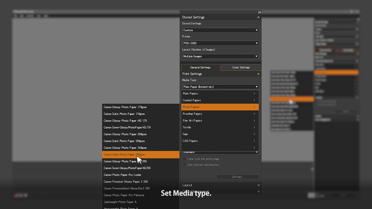 Video 7 - Canon Professional Print & Layout - Multiple Images - Paper Setting