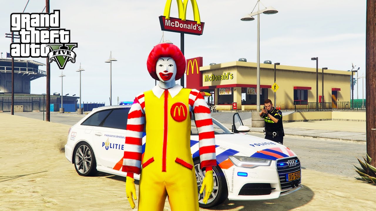 NEDERLANDSE POLITIE vs MAC DONALDS CLOWN! - GTA 5 Politie en boefje