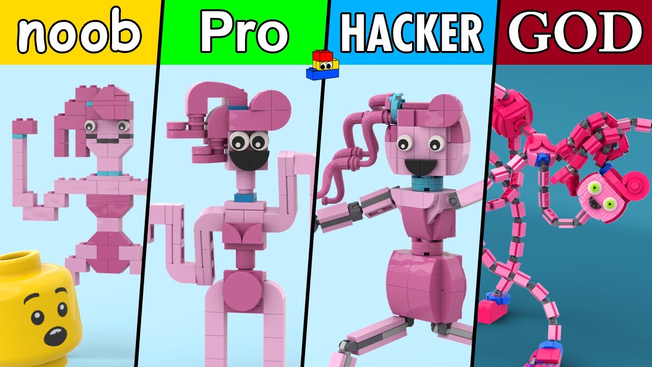 LEGO Mommy Long Legs: Noob, Pro, Hacker, and GOD Builds // Poppy Playtime