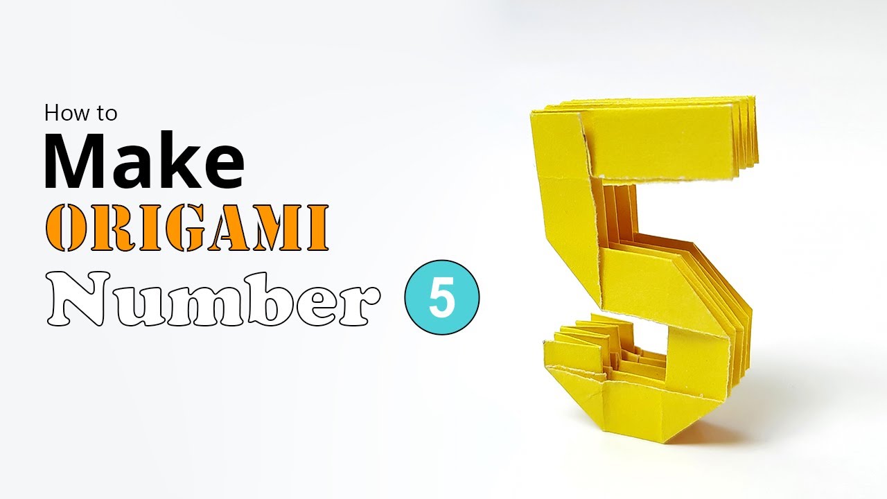 Easy origami number 5 - How to make number 5 with paper / Origami number 5 step by step tutorial