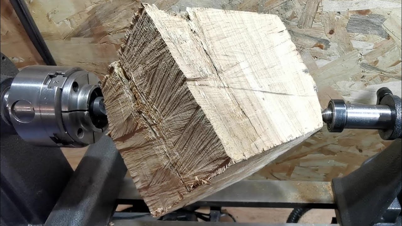 woodturning: an oak cube
