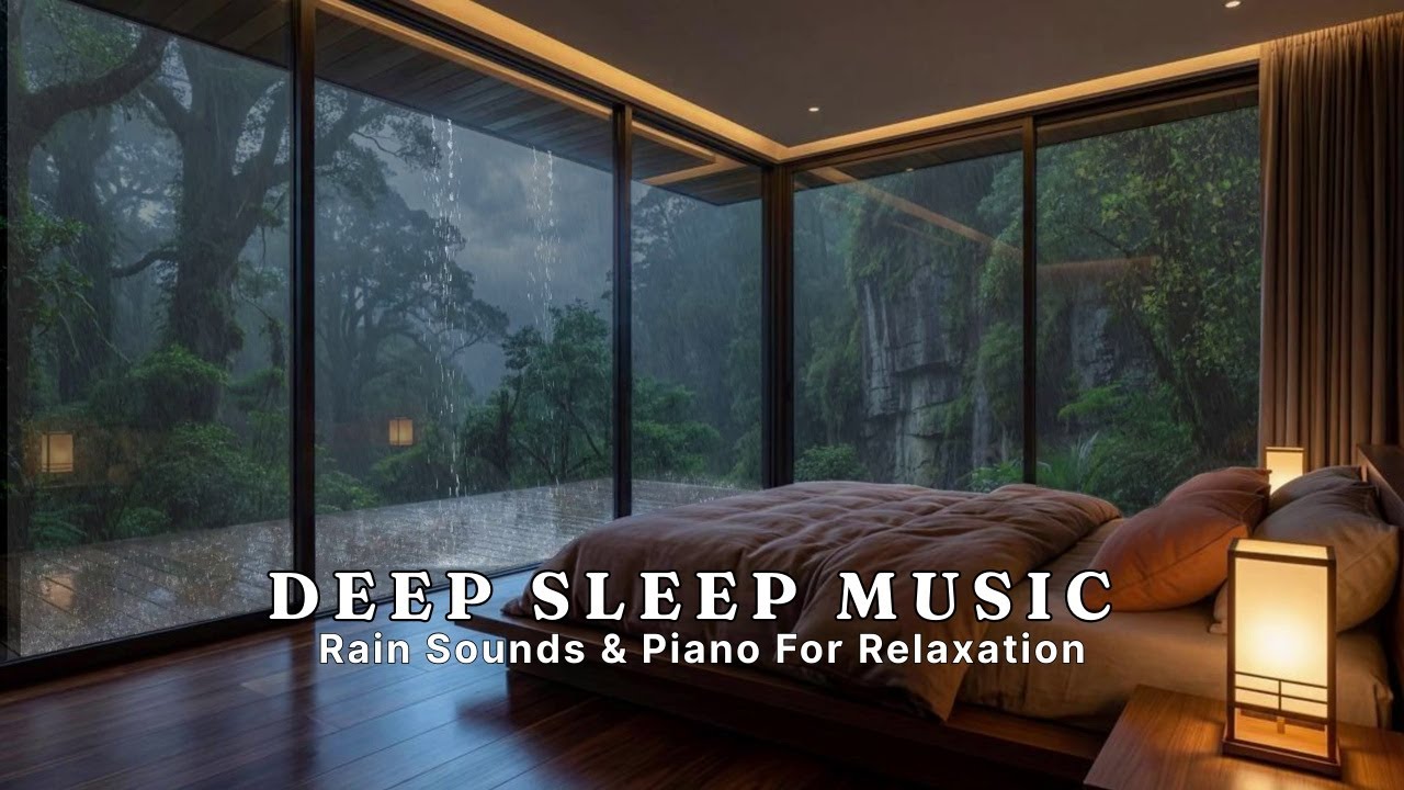 FALL INTO SLEEP INSTANTLY 😴 Relaxing Room Ambience with Soft Piano Music & Rain Sounds for Sleeping