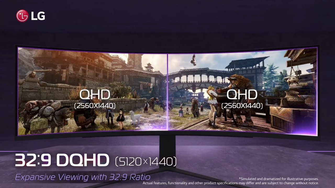LG 49 UltraGear DQHD (5120x1440) Curved Gaming Monitor. Purchase link below.