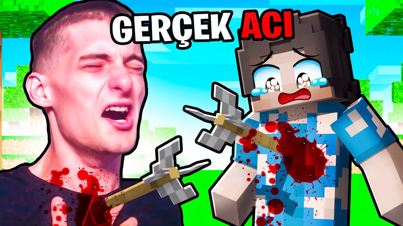 MİNECRAFT AMA GERÇEK HAYATTA HASAR ALIYORUM 🤕💢
