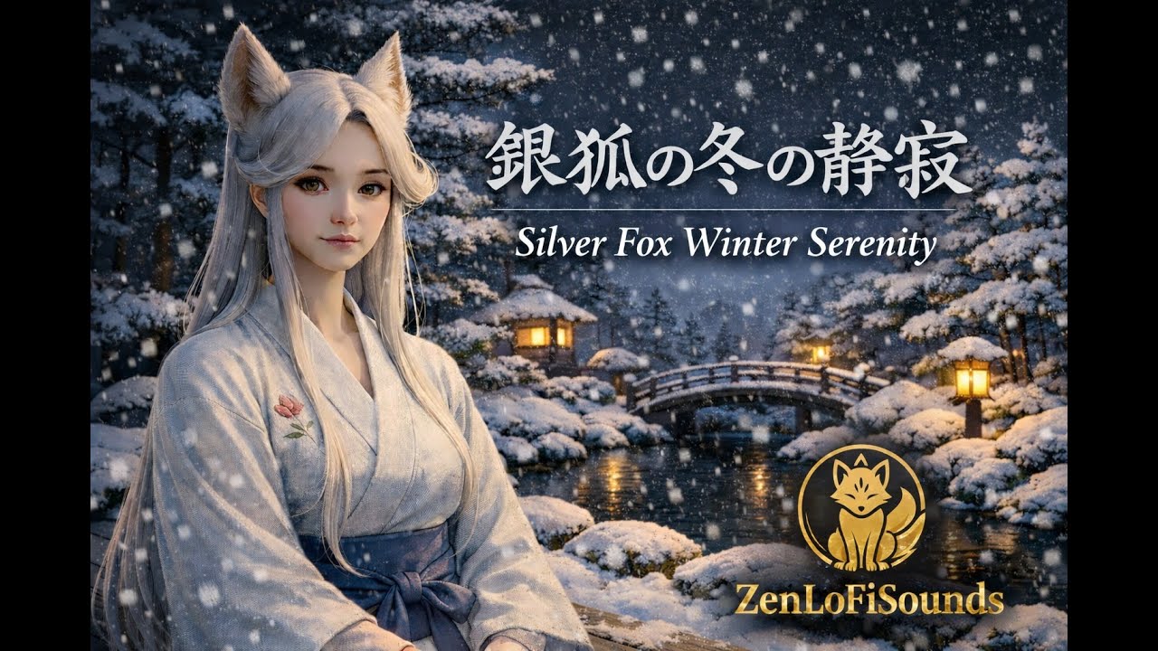 銀狐の冬の静寂｜Silver Fox Winter Serenity｜1 Hour Zen Lo-Fi Sleep Music