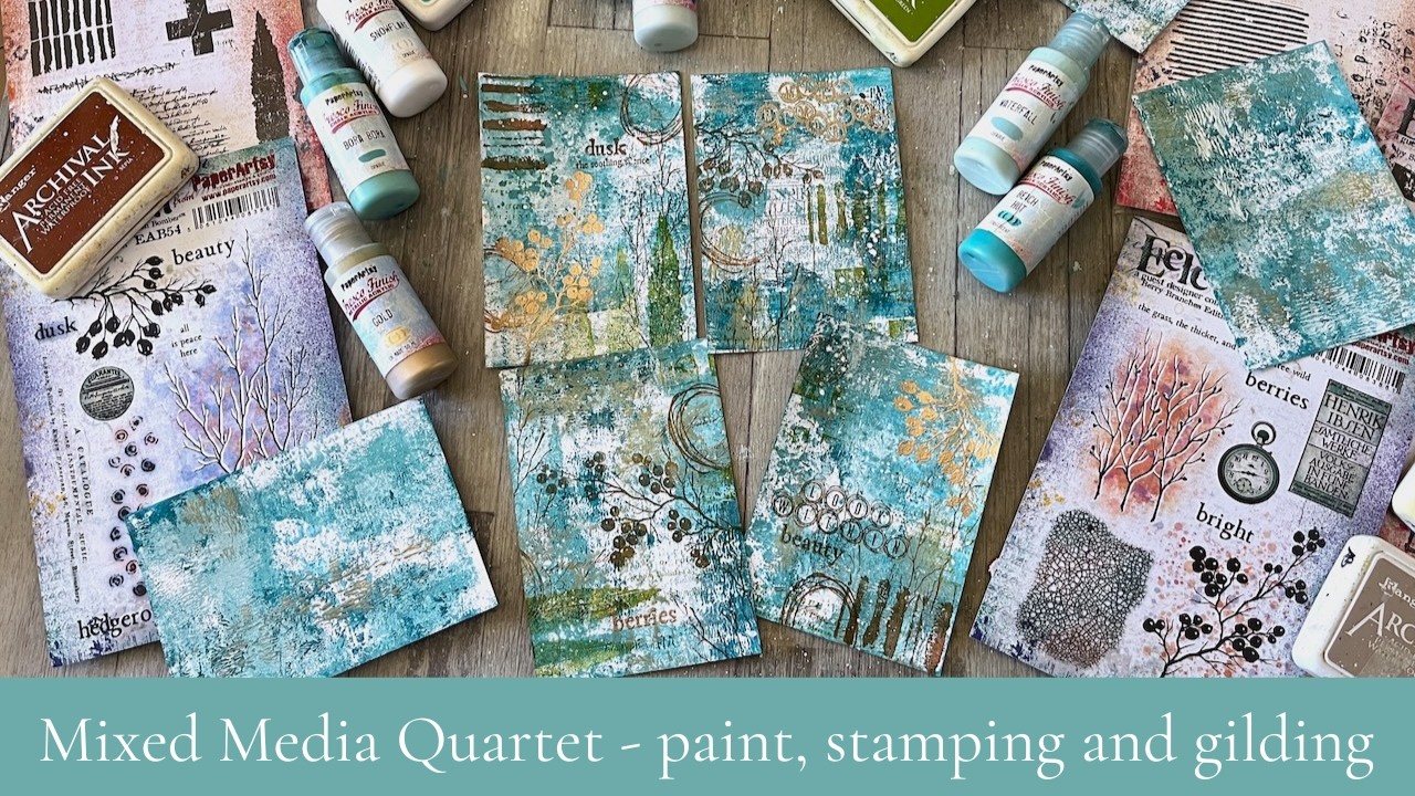 Mixed Media Panels - gilded paint layers and PaperArtsy stamps