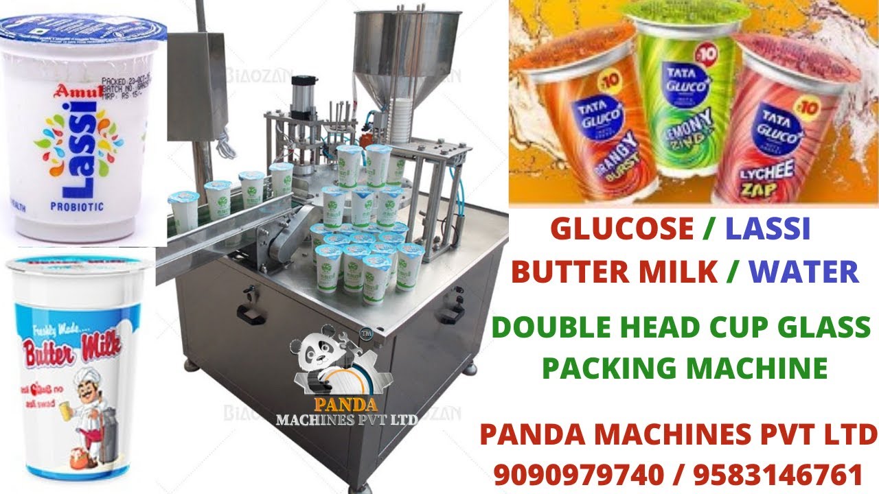 Double Head Cup Filling Machine, Tata Glucose Packing, Litchi Juice, Lassi, Butter Milk, Water Glass