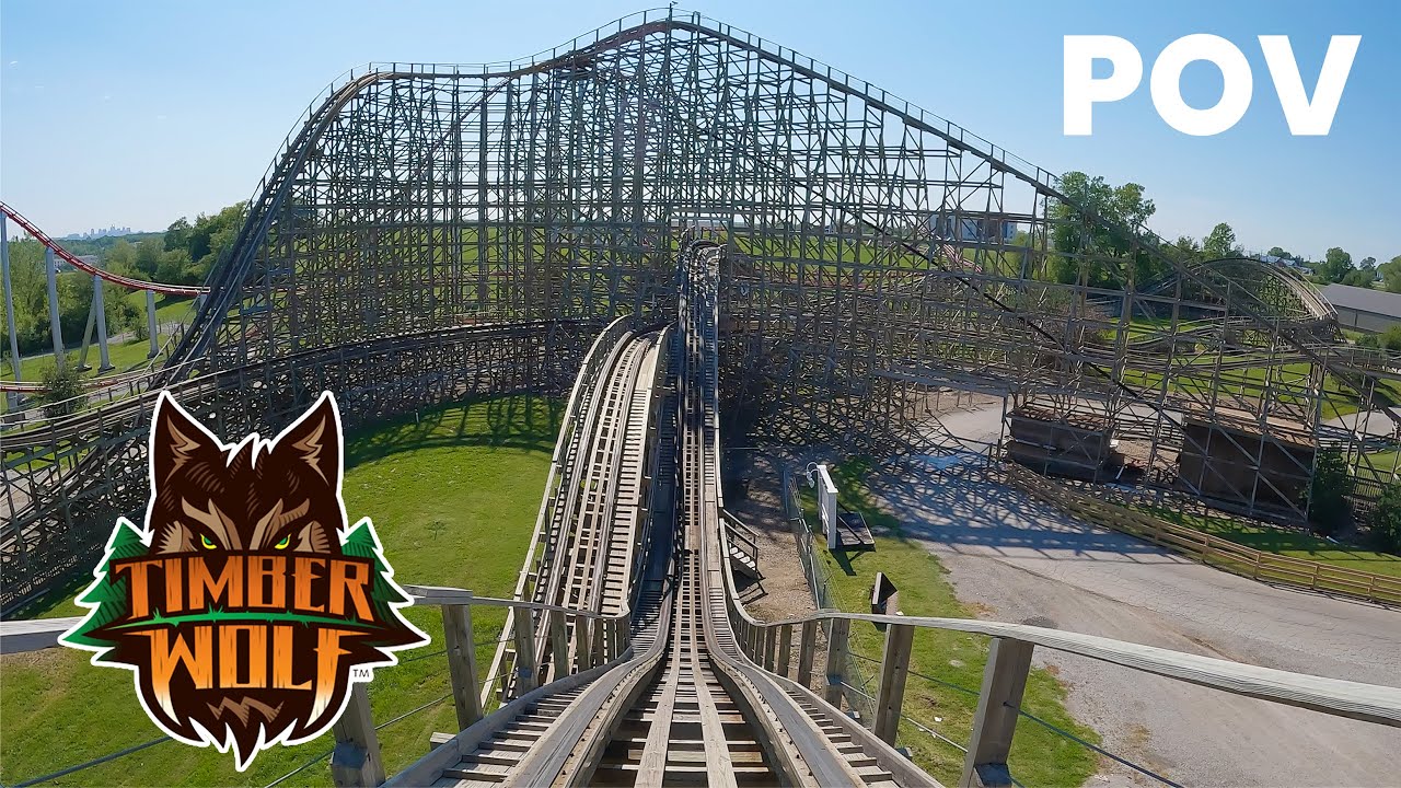 Timber Wolf Front Row POV Worlds of Fun Classic Wooden Roller Coaster
