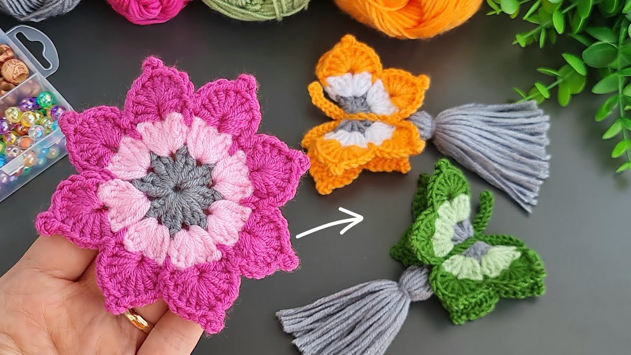 VERY NICE IDEA !🦋Make MONEY with This SUPER EASY Crochet Mini Butterfly Keychain! 🦋 Sell and gift.