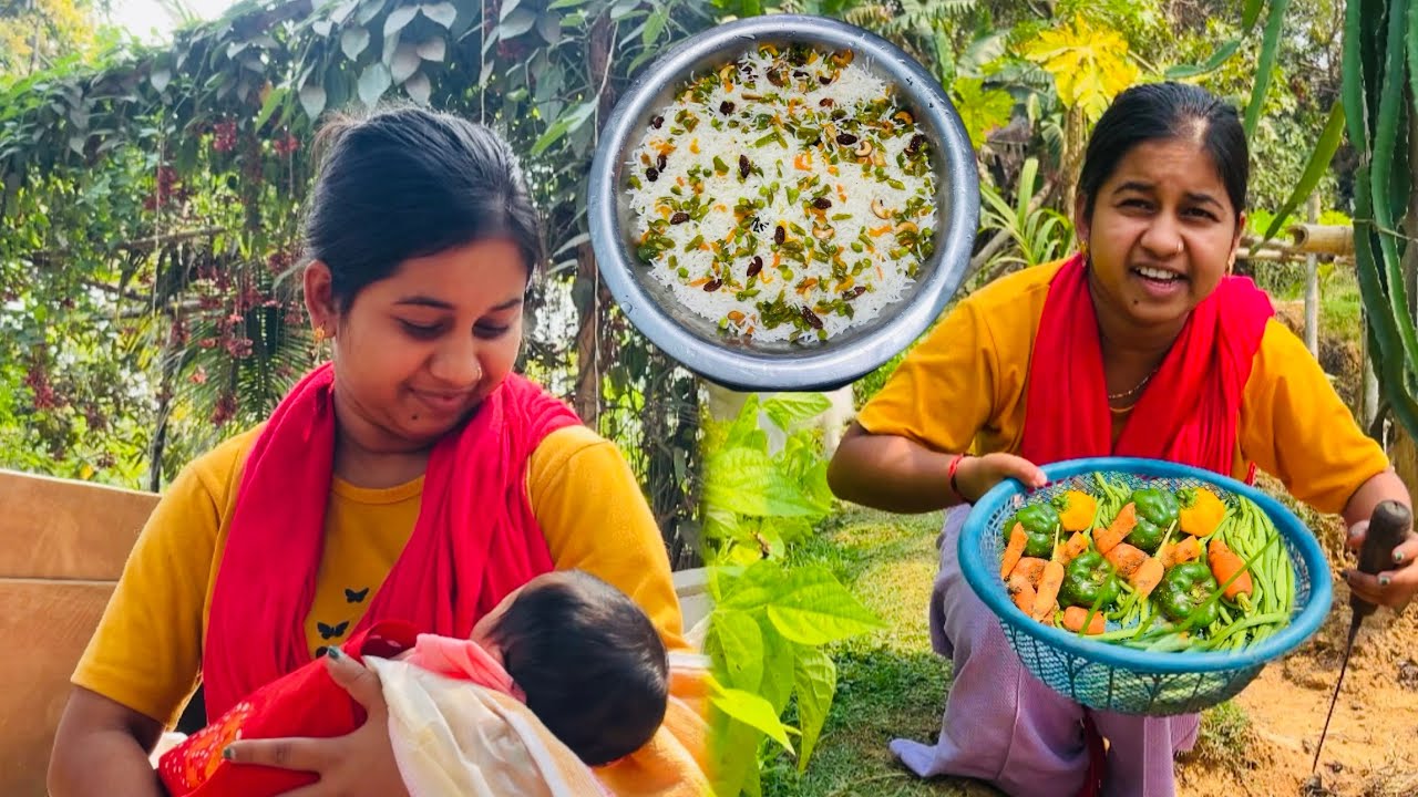 জমির সবজি দিয়ে আজ ফ্রাইড রাইস বানালাম। বুনির কেন মুখ দেখাচ্ছি না |​⁠@MYDAILYVLOG-WITHRIYA