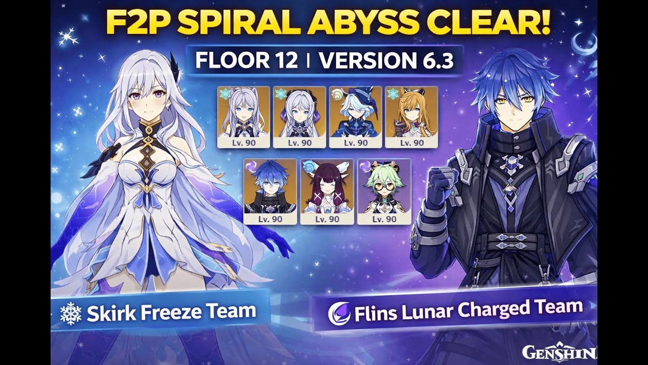 Spiral Abyss clear with full f2p team _Genshin Impact V6.3