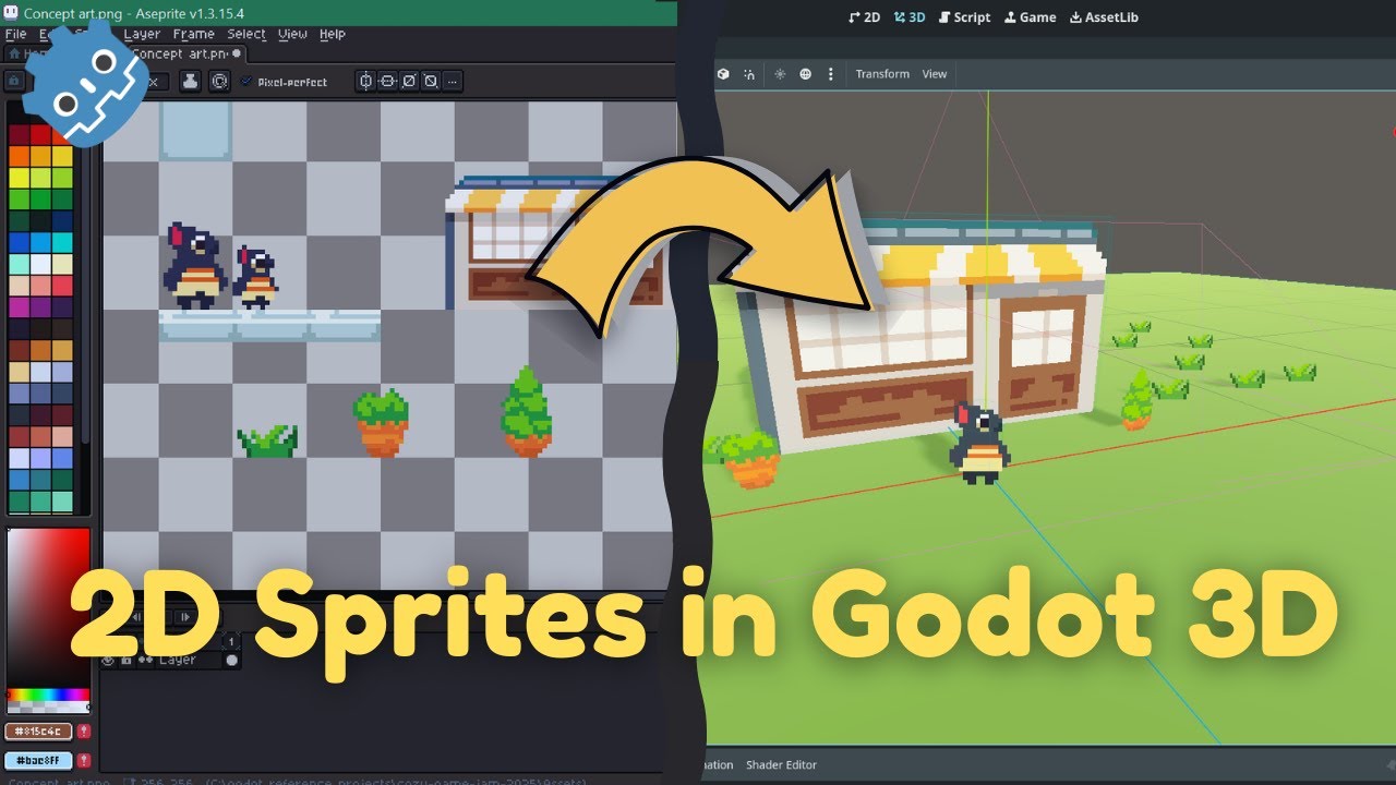 Создавайте потрясающих 2D-персонажей в 3D-мире | Пошаговый урок по Godot 4