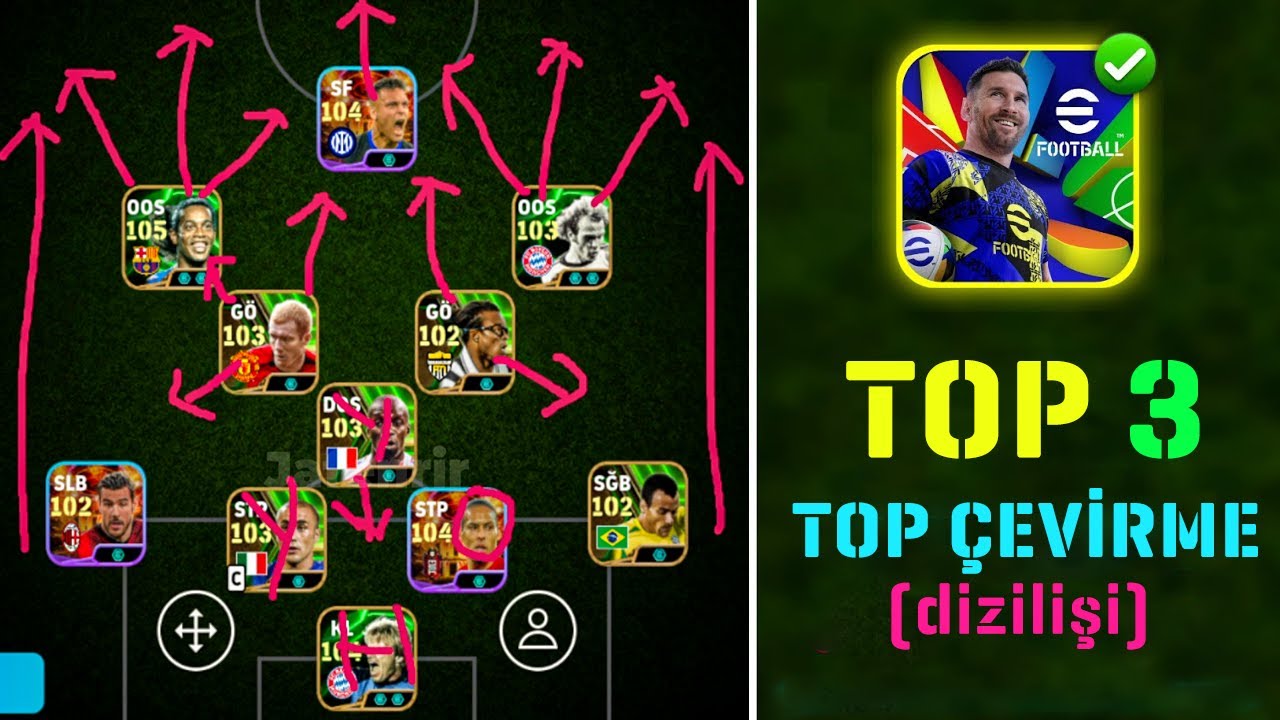 RAKİBİ BIKTIRAN 💪 EN İYİ 3 TOP ÇEVİRME DİZİLİŞİ!! 🔥 EFOOTBALL 2025 MOBİLE