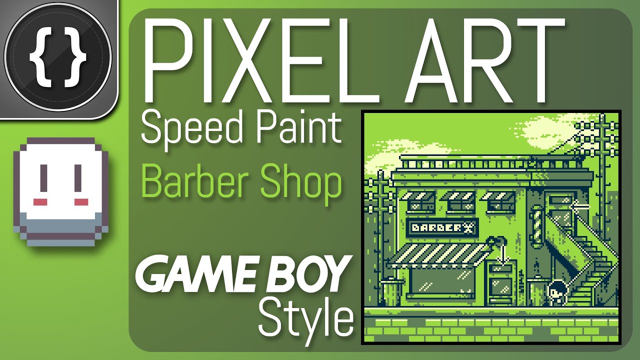 Pixel Art Speed Painting in Asperite - Gameboy Style - Barber Shop