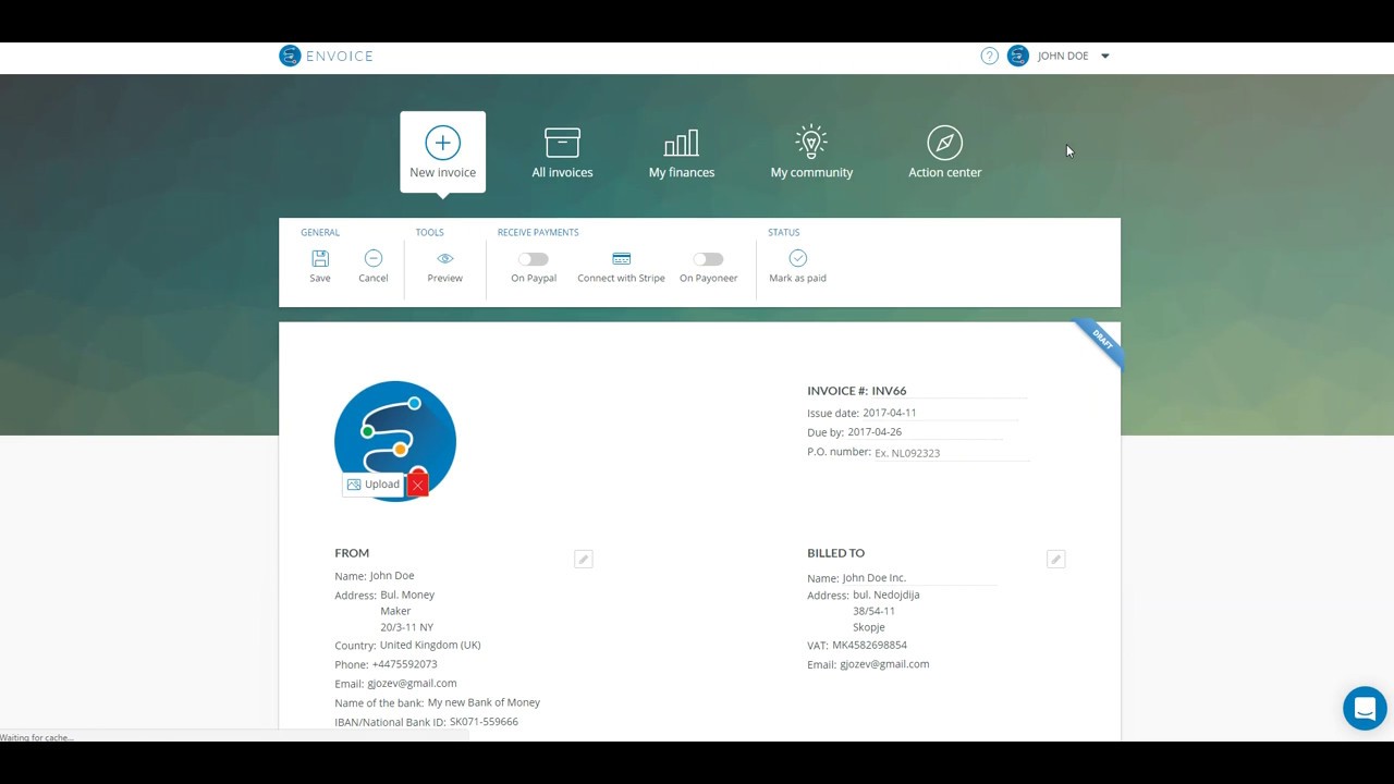 How to connect Stripe from settings | ENVOICE