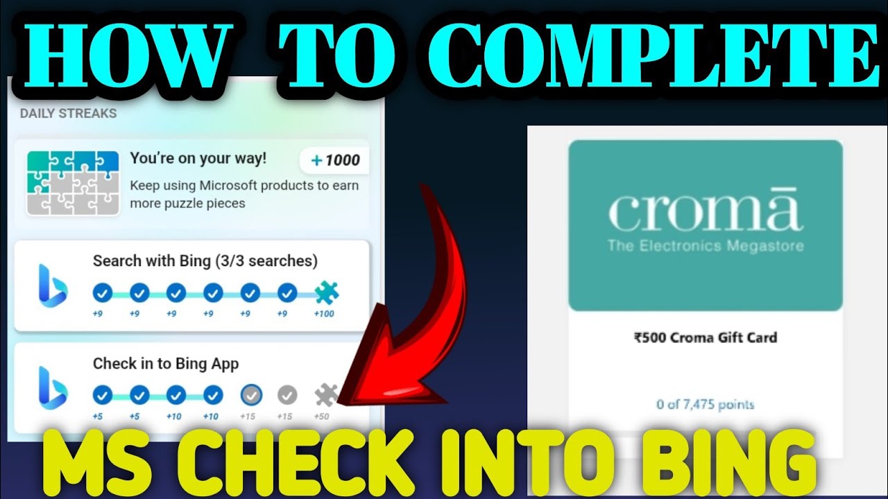 💯How to Complete MS Check into Bing | Microsoft Rewards Daily Check-in 🤗