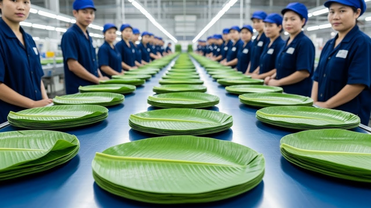 Inside Leaf Plate Manufacturing Factory  Tree Leaves to Eco Plates