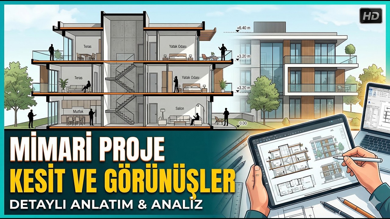 MİMARİ PROJE TOPLAM 712m2 - Kesit ve Görünüşler BÖLÜM #4