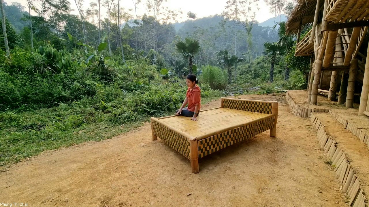 FULL VIDEO: 120 Days Build complete Bamboo Bathroom, Bamboo bed and table  Furniture - in the forest