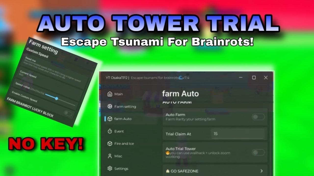 🔥 SCRIPT ESCAPE TSUNAMI BRAINROTS LENGKAP! AUTO FARM CANDY, TRIAL V3 & TOWER NO KEY