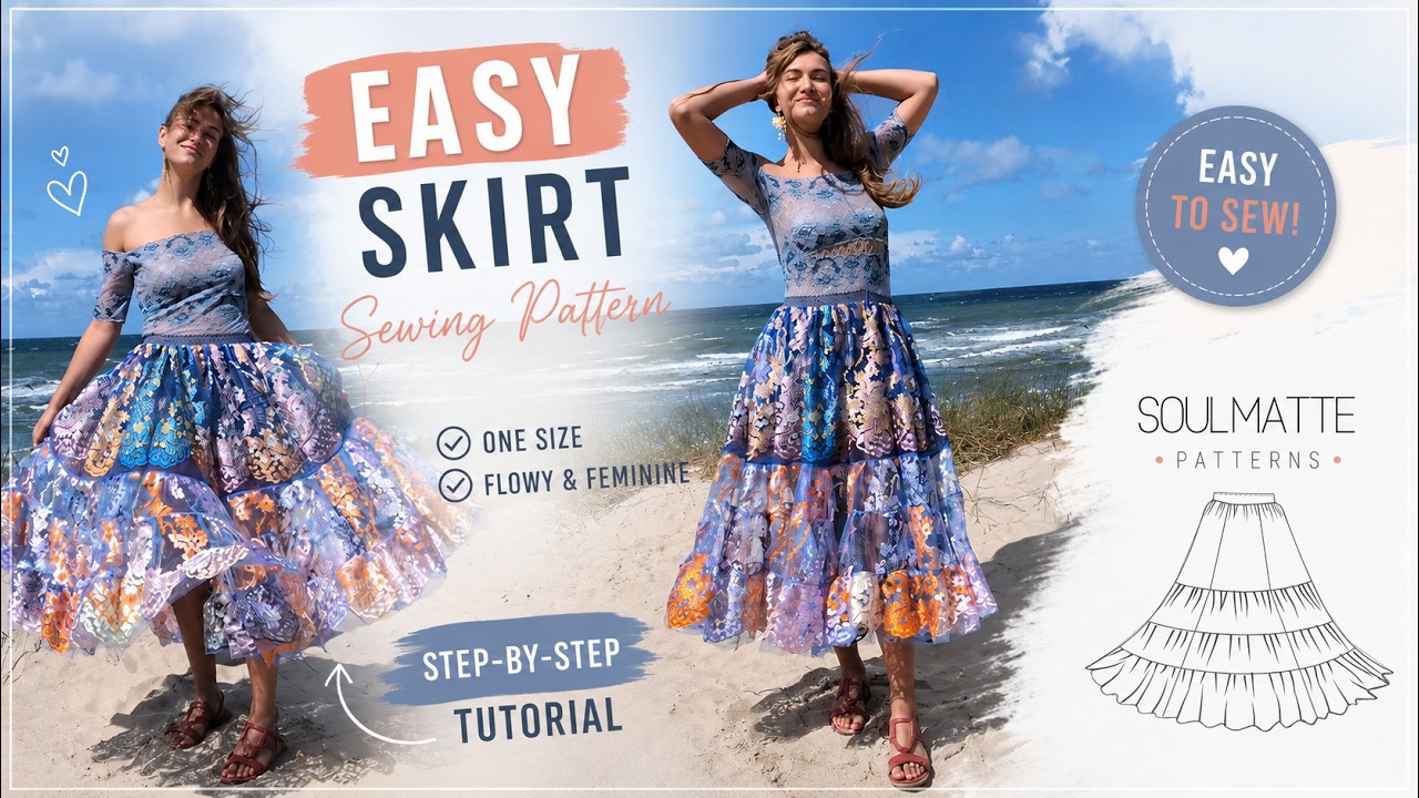 How to sew pin up skirt? Tutorial for digital sewing pattern. Beginners friendly. One size pattern