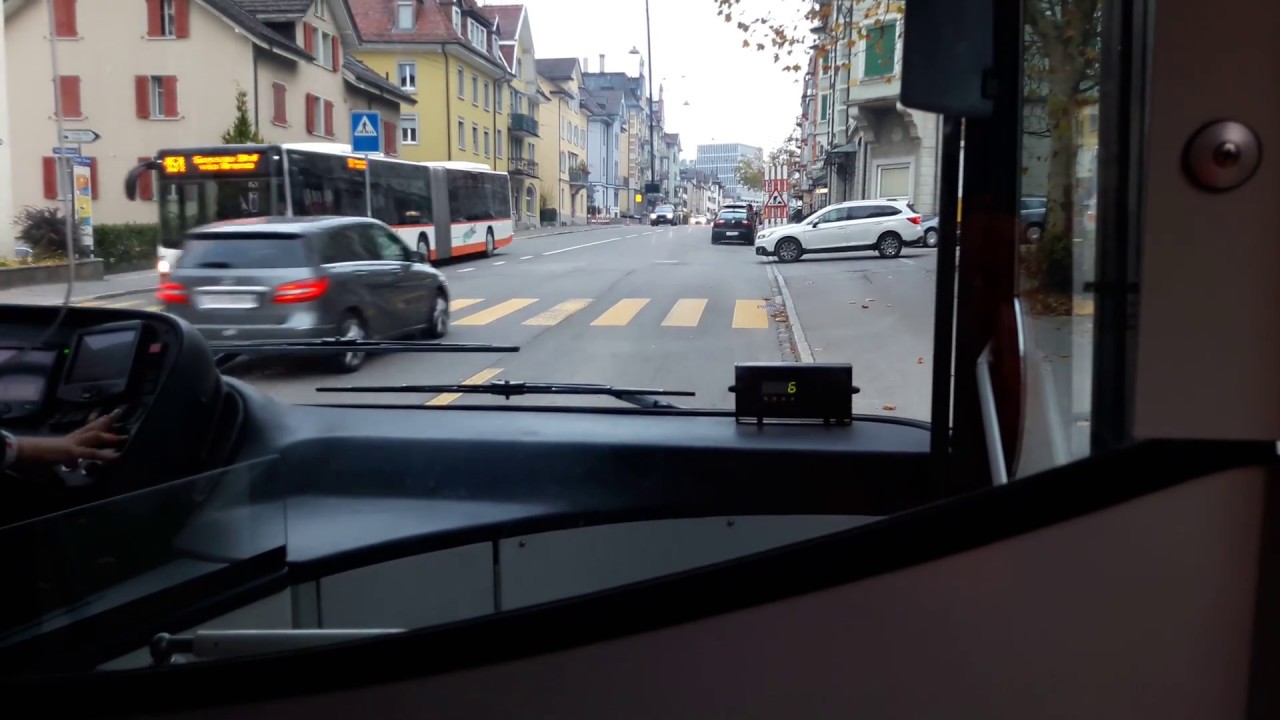 Mit Fahrt im (VBSG Trolleybus) Linie 1 von St.Gallen Winkeln nach St.Gallen Bahnhof