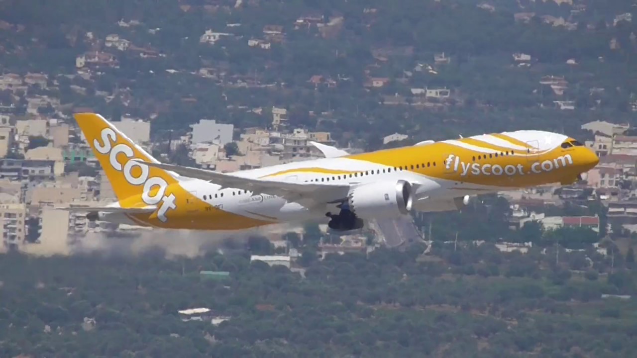 Scoot Boeing 787-8 Dreamliner Athens-Singapore take off El.Venizelos