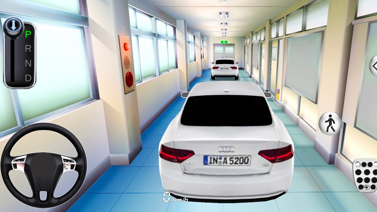 New White Sedan Car Audi A5 in School Building - 3D Driving Class - Simulator Android Game Gameplay