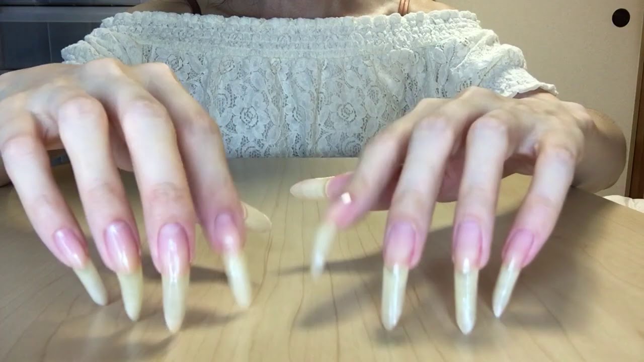 ASMR-Natural long nails🌸Tapping wooden boards