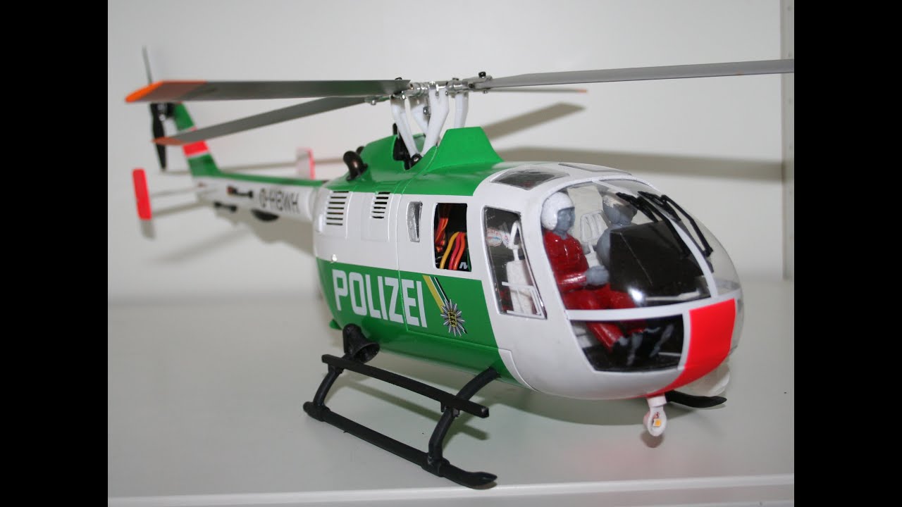 Bo 105 CBS Polizei in 1:18 - with OMP M2 inside -4-Blade Head